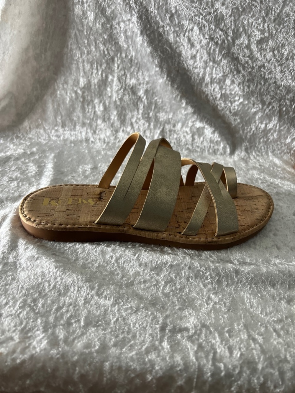 Kork-Ease Gold Multi-Strap Cork Slide Sandal